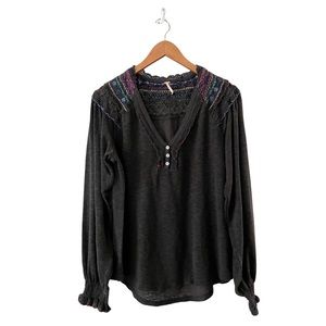 Free people embroidered long sleeve top size medium